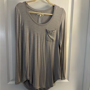 Pure Good Gray Long Sleeve Scoop neck Henley Women's Top sz XS